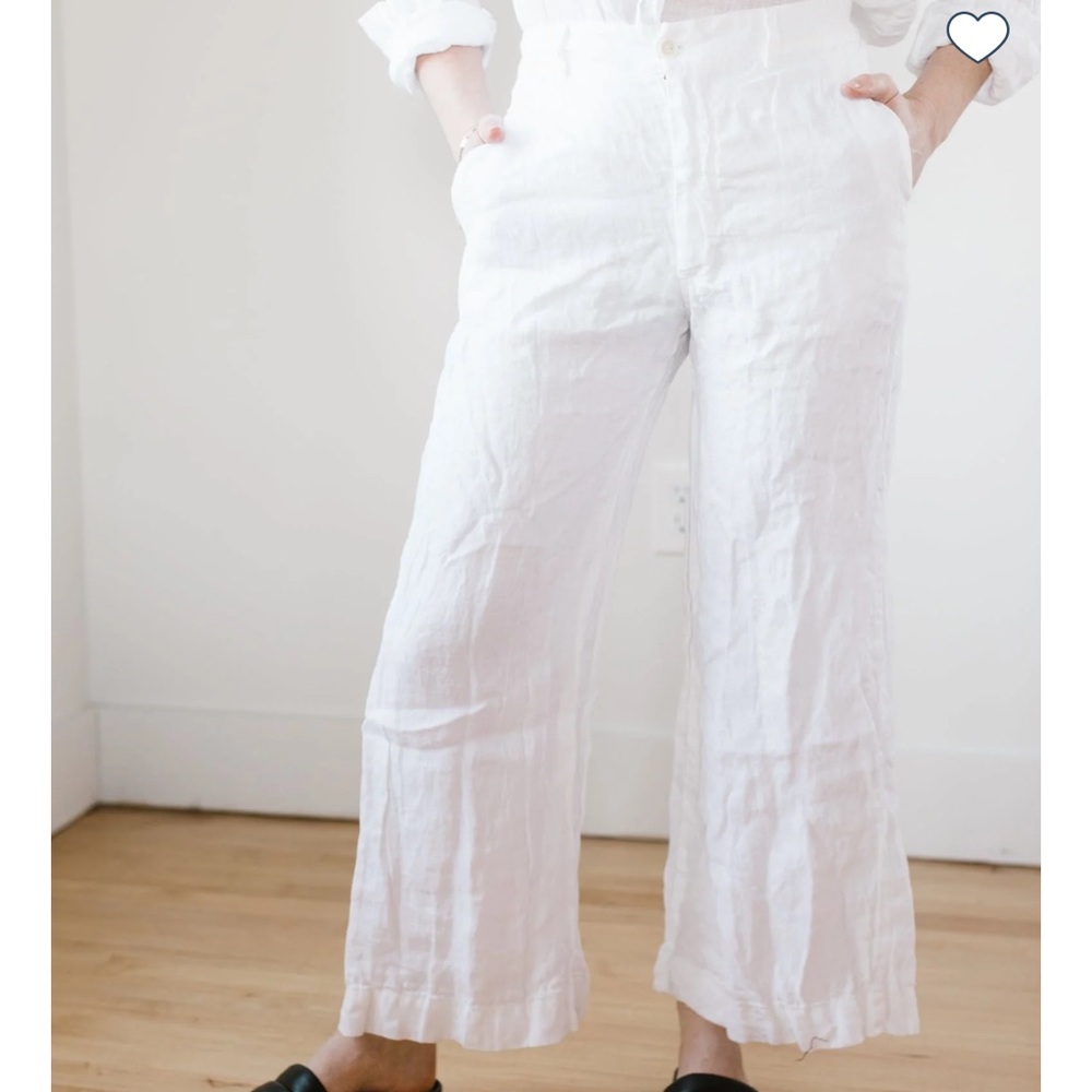 CP shades white linen wide leg  pant